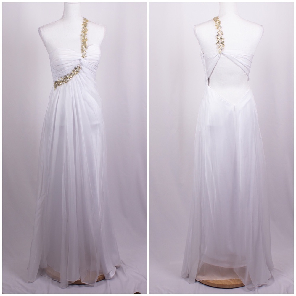 LA FEMME Open Back Beaded Gown Size 8